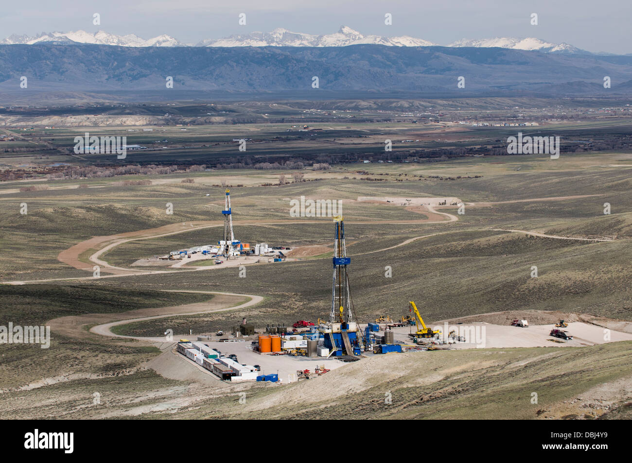 Natural gas development, WY Stock Photo