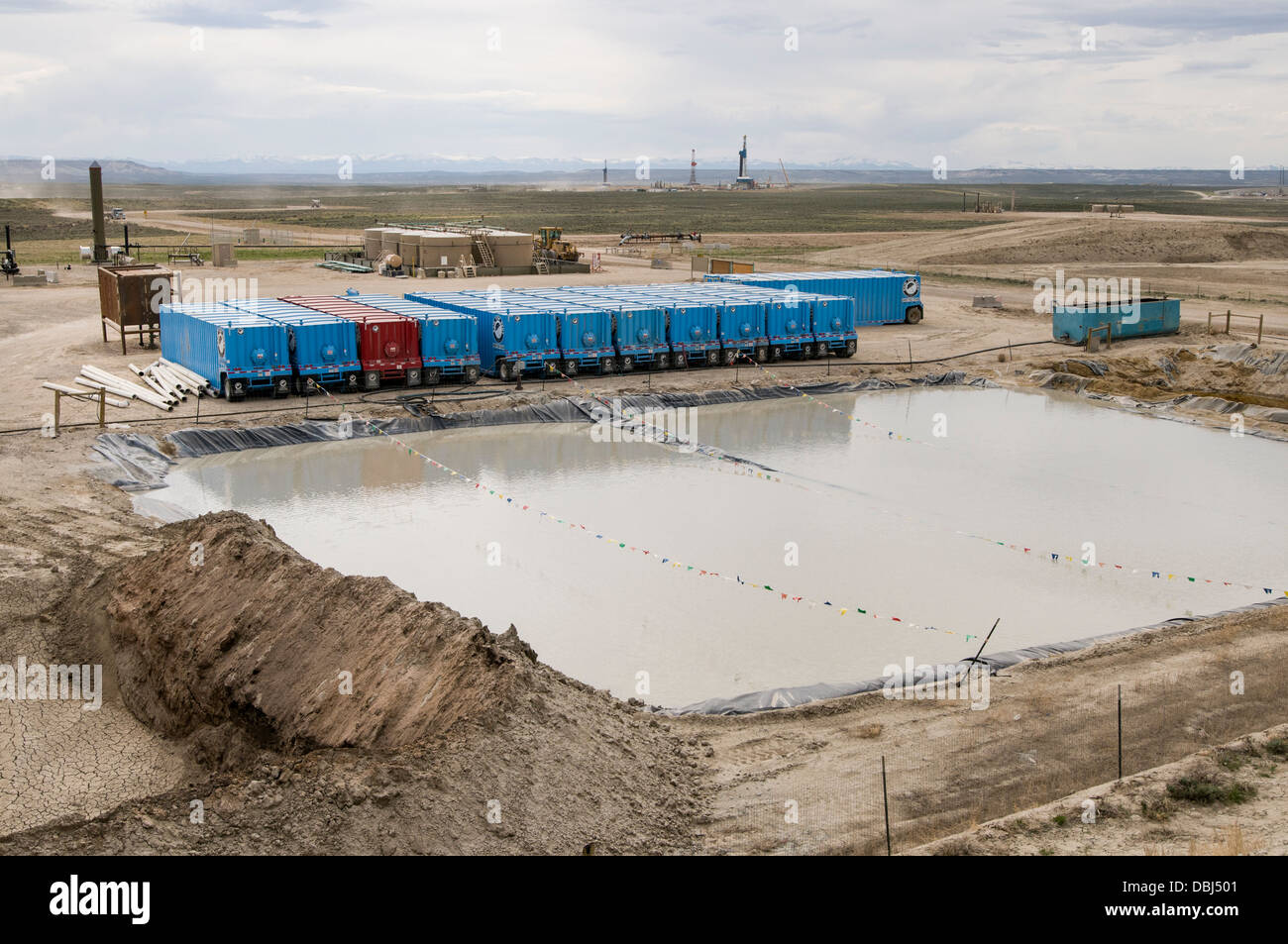 Natural gas development, WY Stock Photo