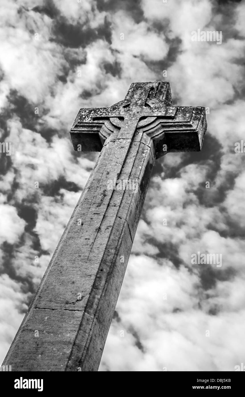 Black and White of War Memorial in Arundel town, West Sussex Stock Photo