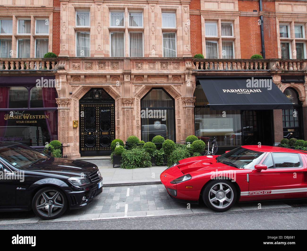 London Mayfair street expensive shops Stock Photo Alamy