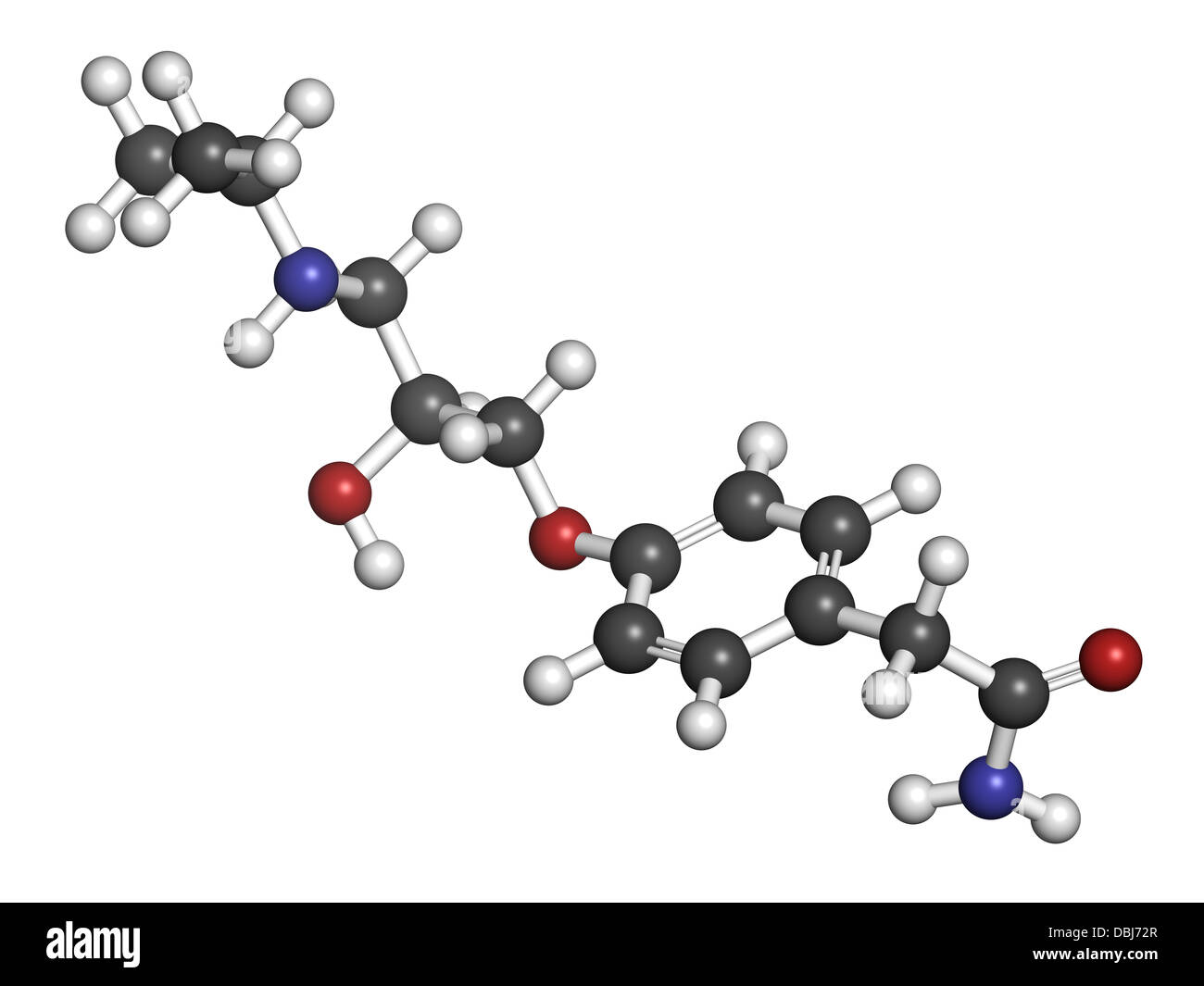 Atenolol hypertension or high blood pressure drug (beta blocker), chemical structure. Stock Photo
