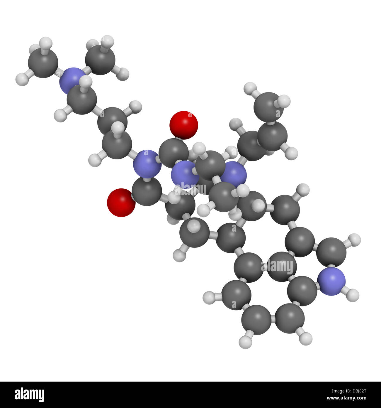 Cabergoline drug, chemical structure. Used in Parkinson's disease and