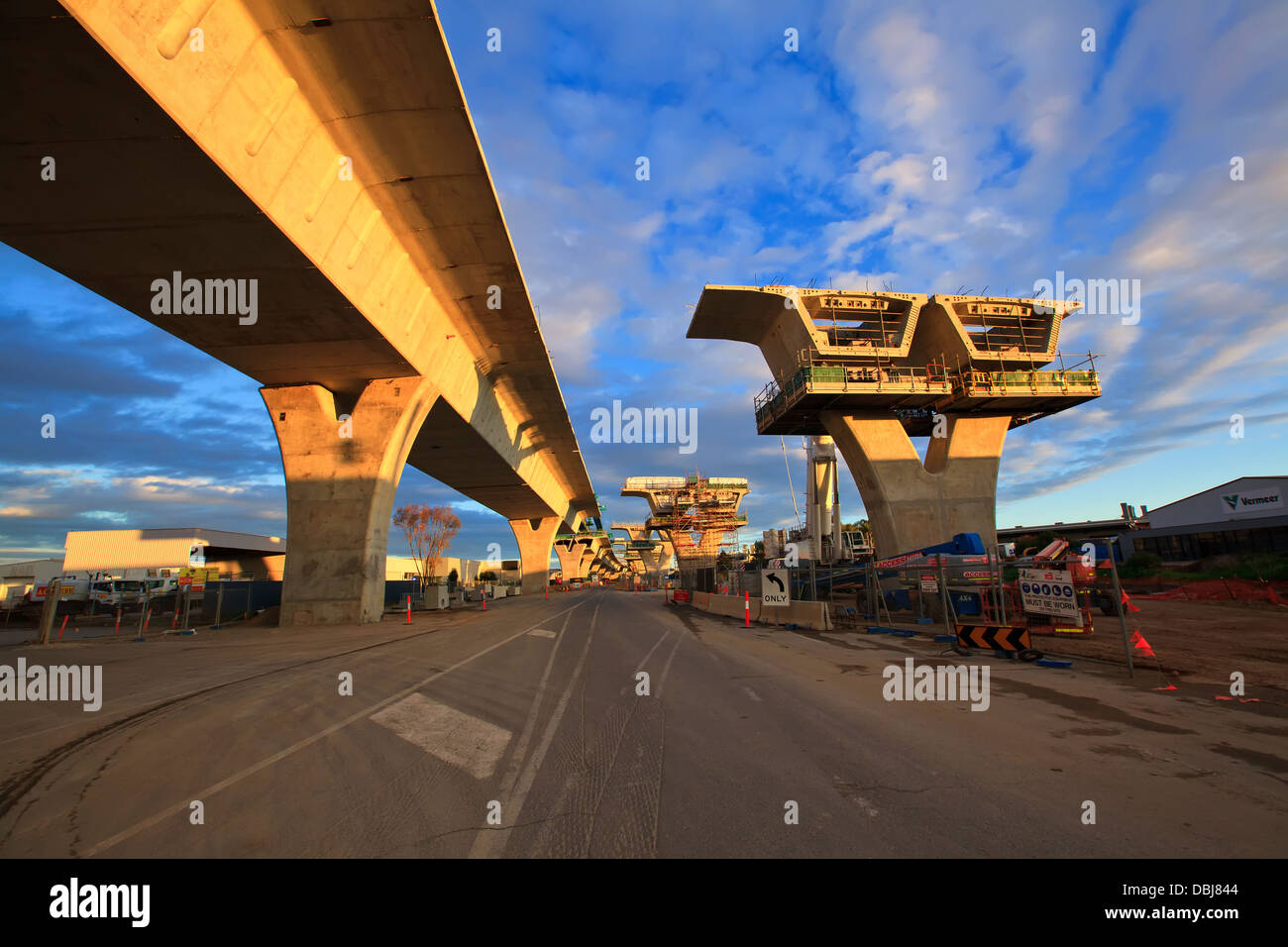 Construction of the South Road Superway in the northern suburbs of