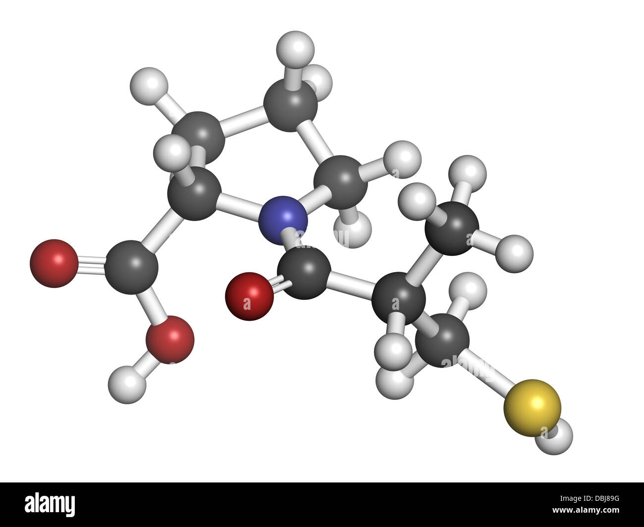 Captopril high blood pressure (hypertension) drug. An angiotensin
