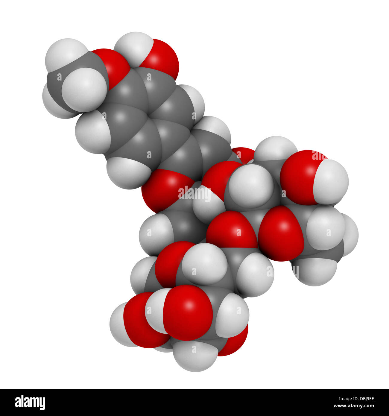 Diosmin venous disease and hemorrhoids drug, chemical structure. Atoms