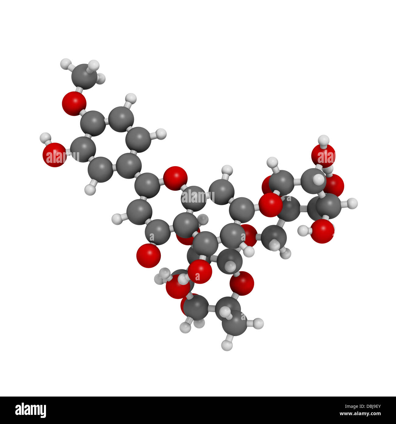 Diosmin venous disease and hemorrhoids drug, chemical structure. Atoms