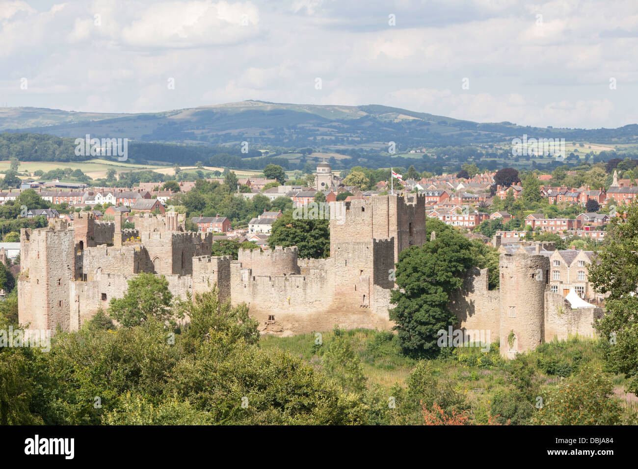 Ludlow's Norman Castle and the distant Brown Clee Hill, Ludlow