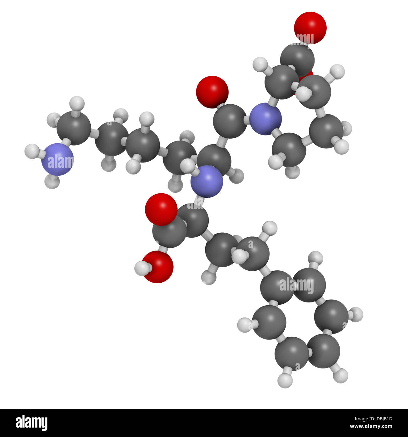 Lisinopril hypertension or high blood pressure drug (ACE inhibitor), chemical structure. Stock Photo