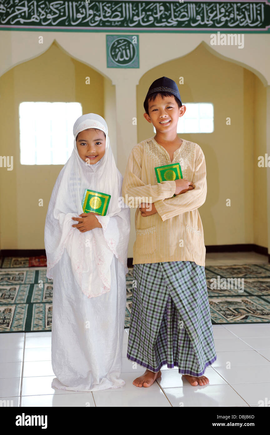 Muslim kids  at Islamic school Stock Photo