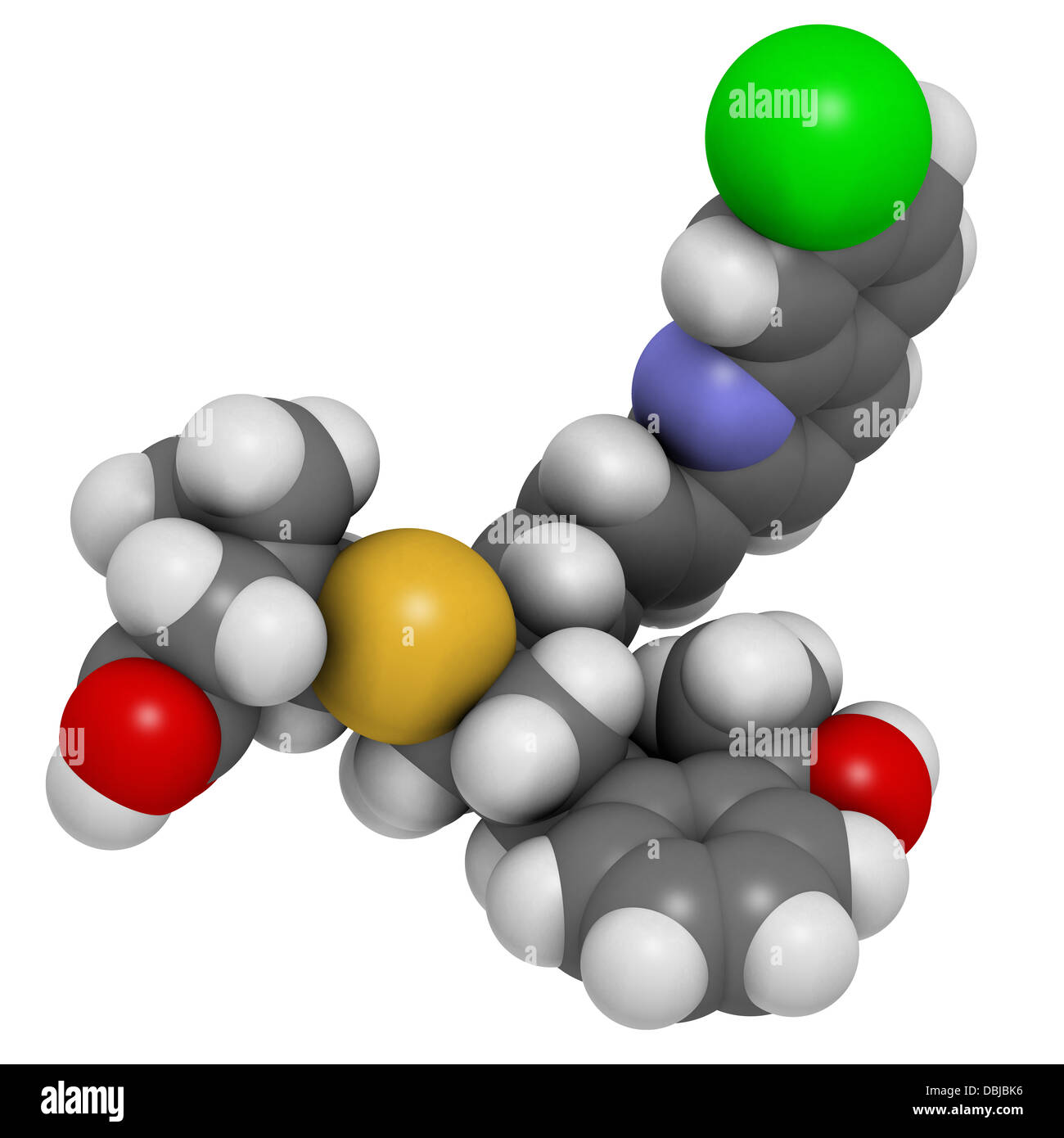 Montelukast asthma and airway allergy drug, chemical structure Stock