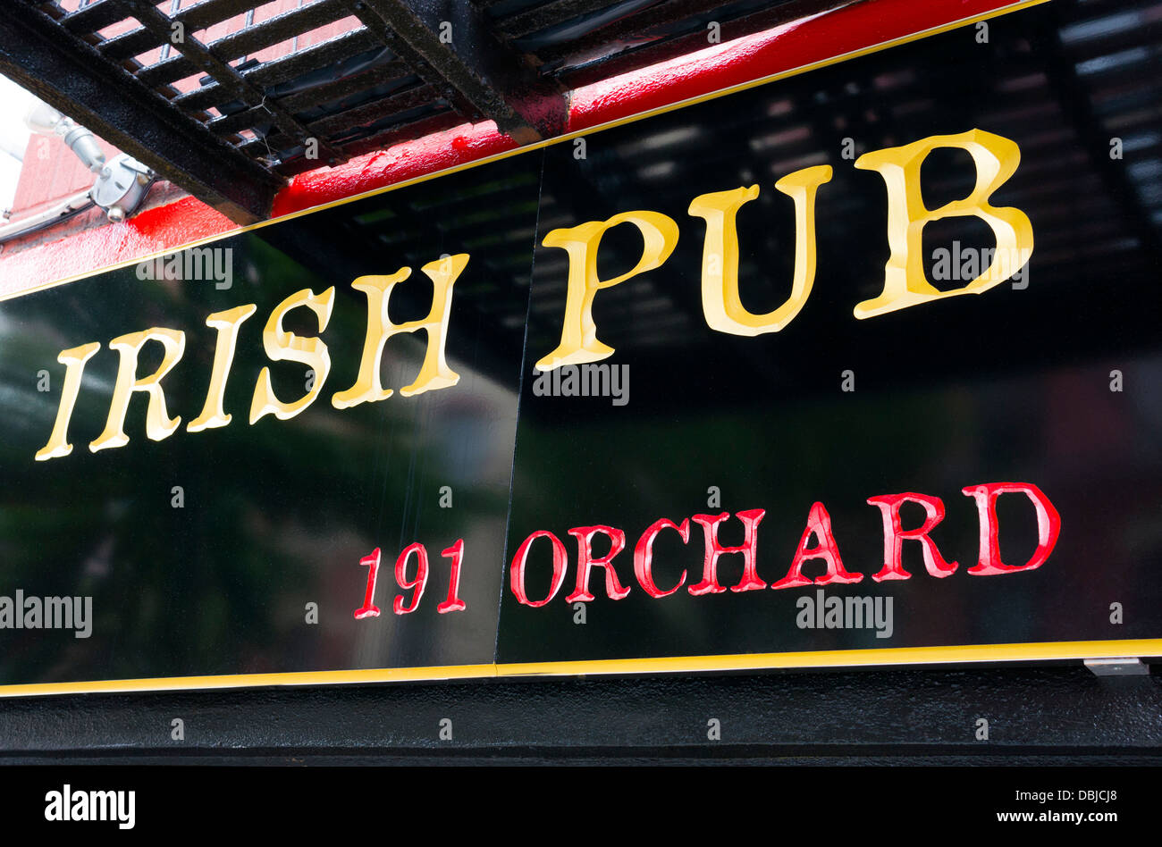 Irish Pub sign on Lower East Side in NYC Stock Photo