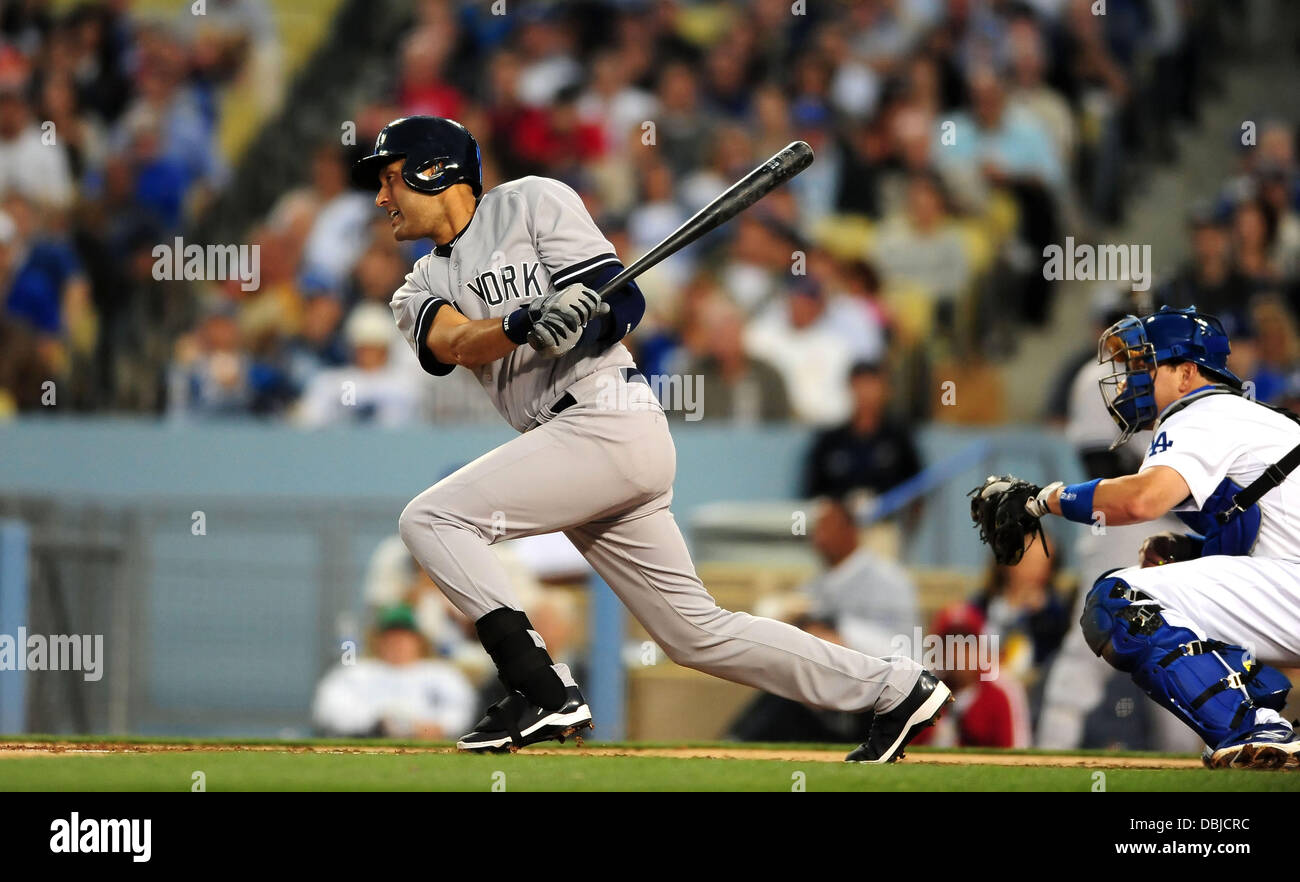 Los Angeles, California, USA. 31st July 2013. New York Yankees shortstop Derek Jeter #2 at bat during the Major League Baseball game between the Los Angeles Dodgers and the New York Yankees at Dodger Stadium.Louis Lopez/CSM/Alamy Live News Stock Photo