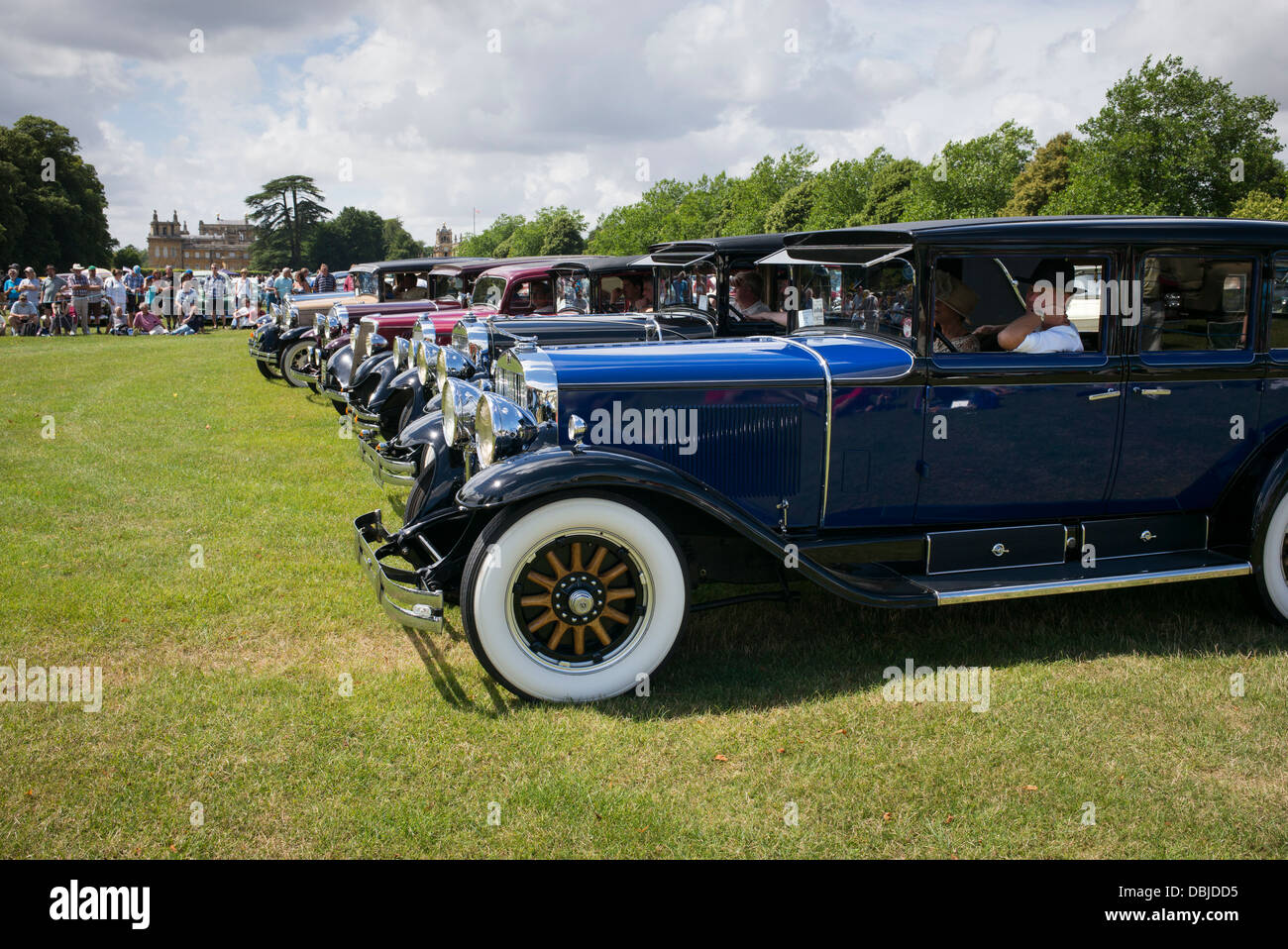Vintage American cars at an American car show. Blenheim Palace, Oxfordshire, England Stock Photo