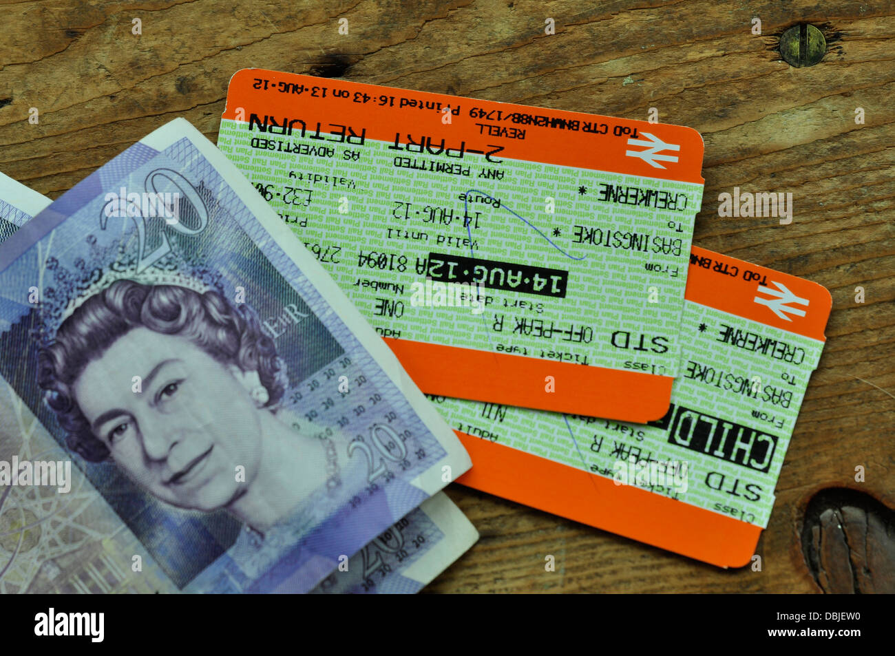 Going travelling rail tickets and money UK Stock Photo Alamy