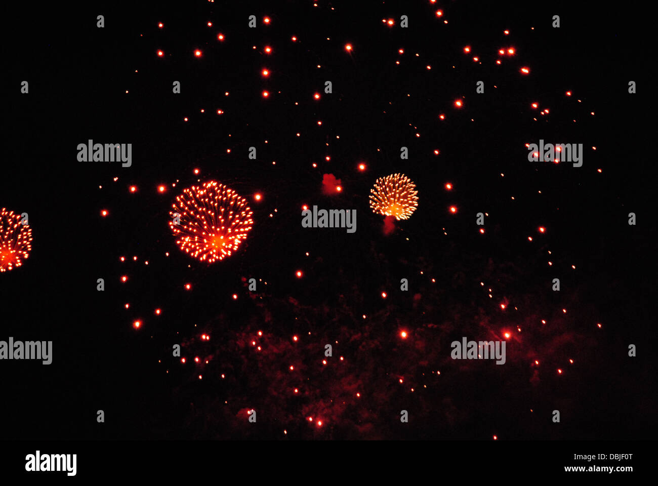 Fireworks,symbolizing  the universe,July forth,Ohio U.S.A.   Remembering our country's independence. Stock Photo