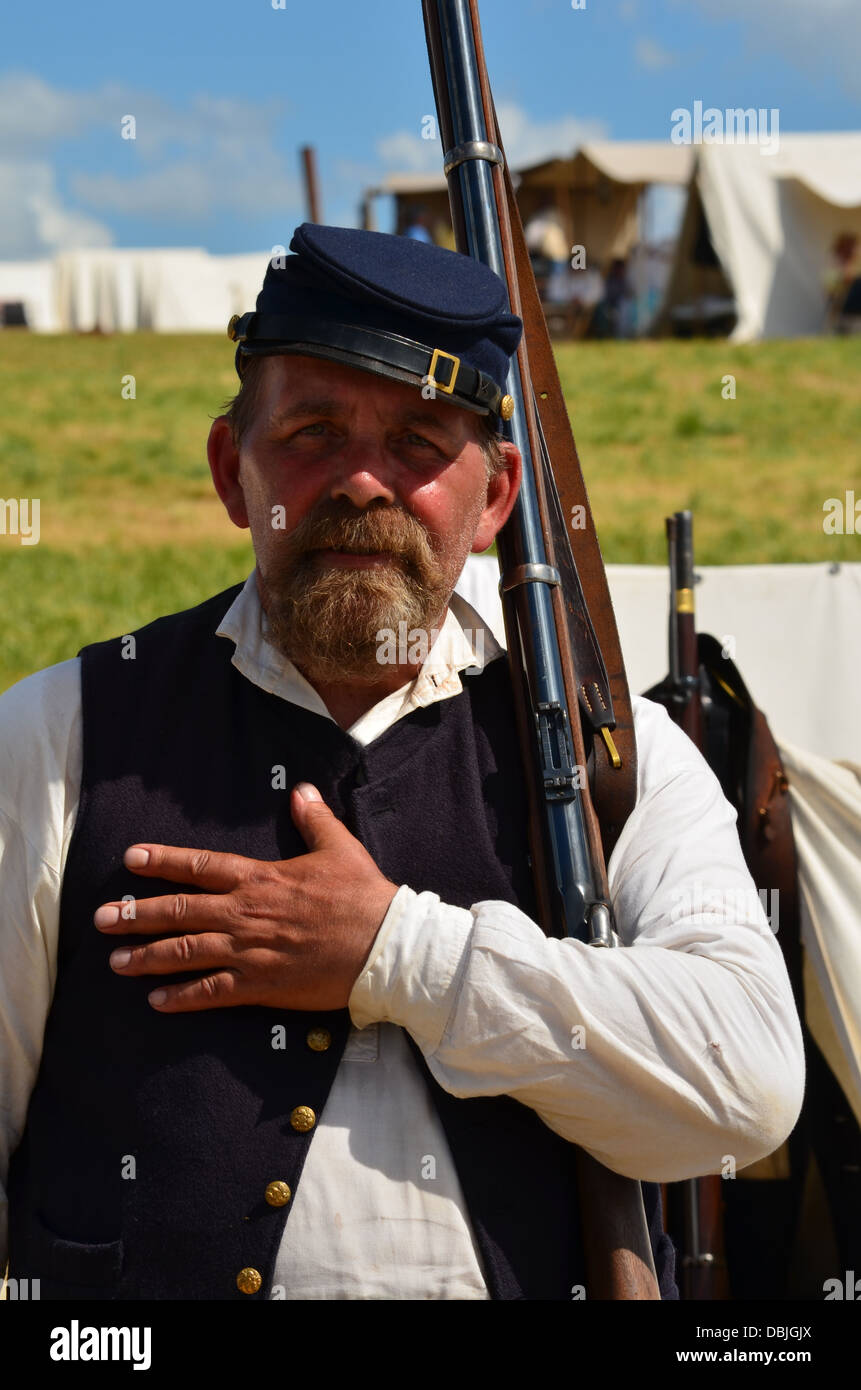 Civil war re-enactment solider marks the 150th anniversary of the Battle of Gettysburg Stock Photo