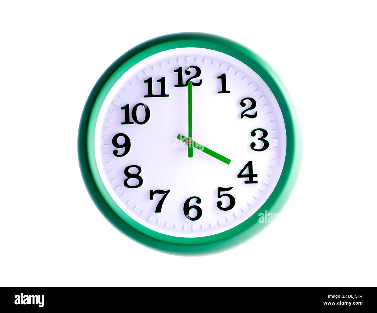 Isolated green wall clock on white background Stock Photo Alamy