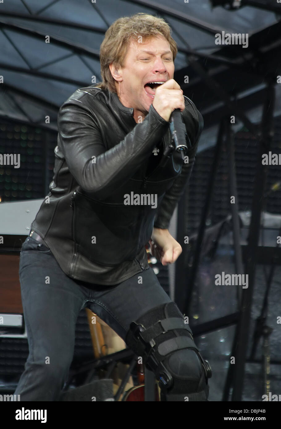 Jon Bon Jovi Bon Jovi performing at Manchester Cricket Ground Old ...