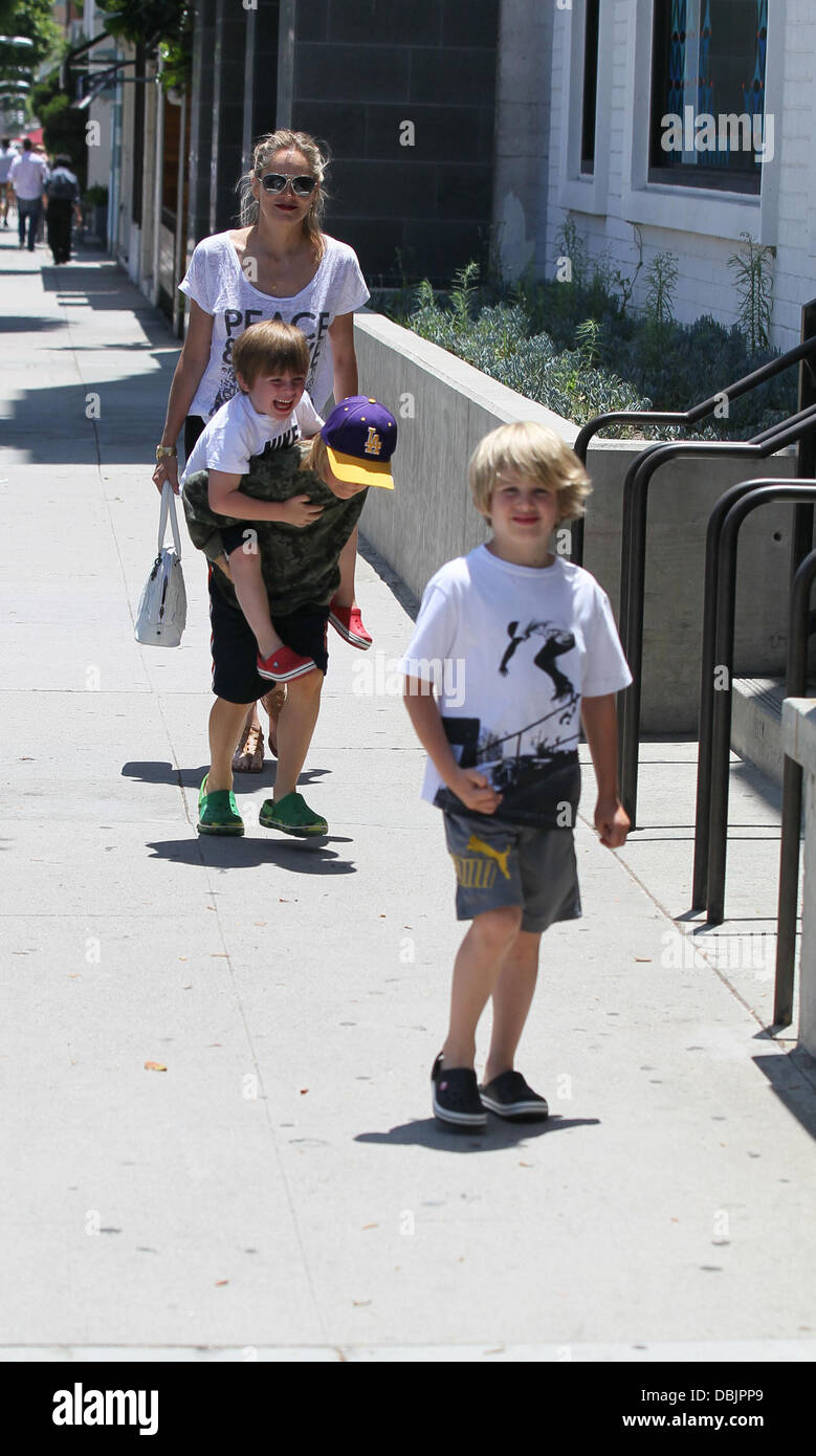 Sharon Stone takes her three adopted sons, Roan Joseph Bronstein, Laird