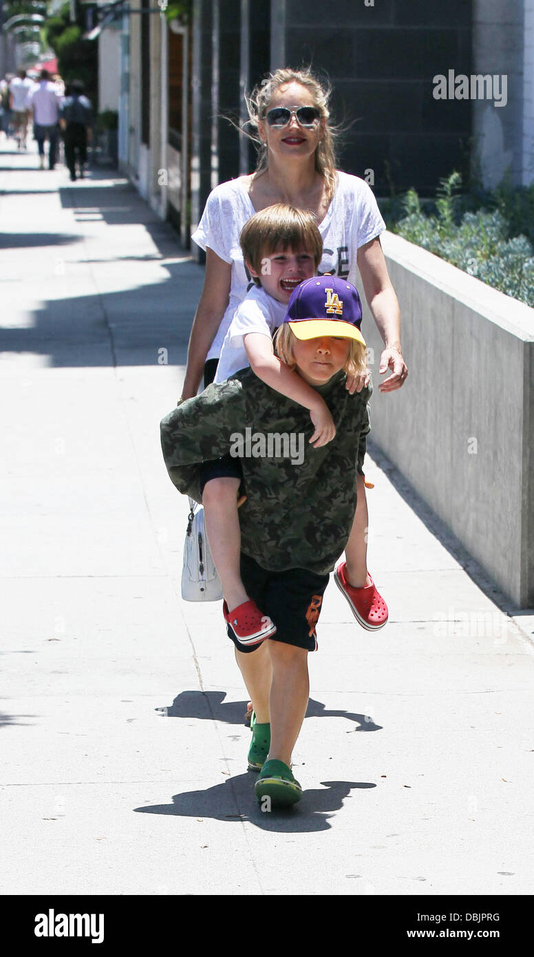 Sharon Stone takes her three adopted sons, Roan Joseph Bronstein, Laird