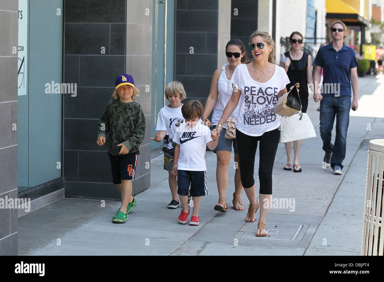Sharon Stone takes her three adopted sons, Roan Joseph Bronstein, Laird