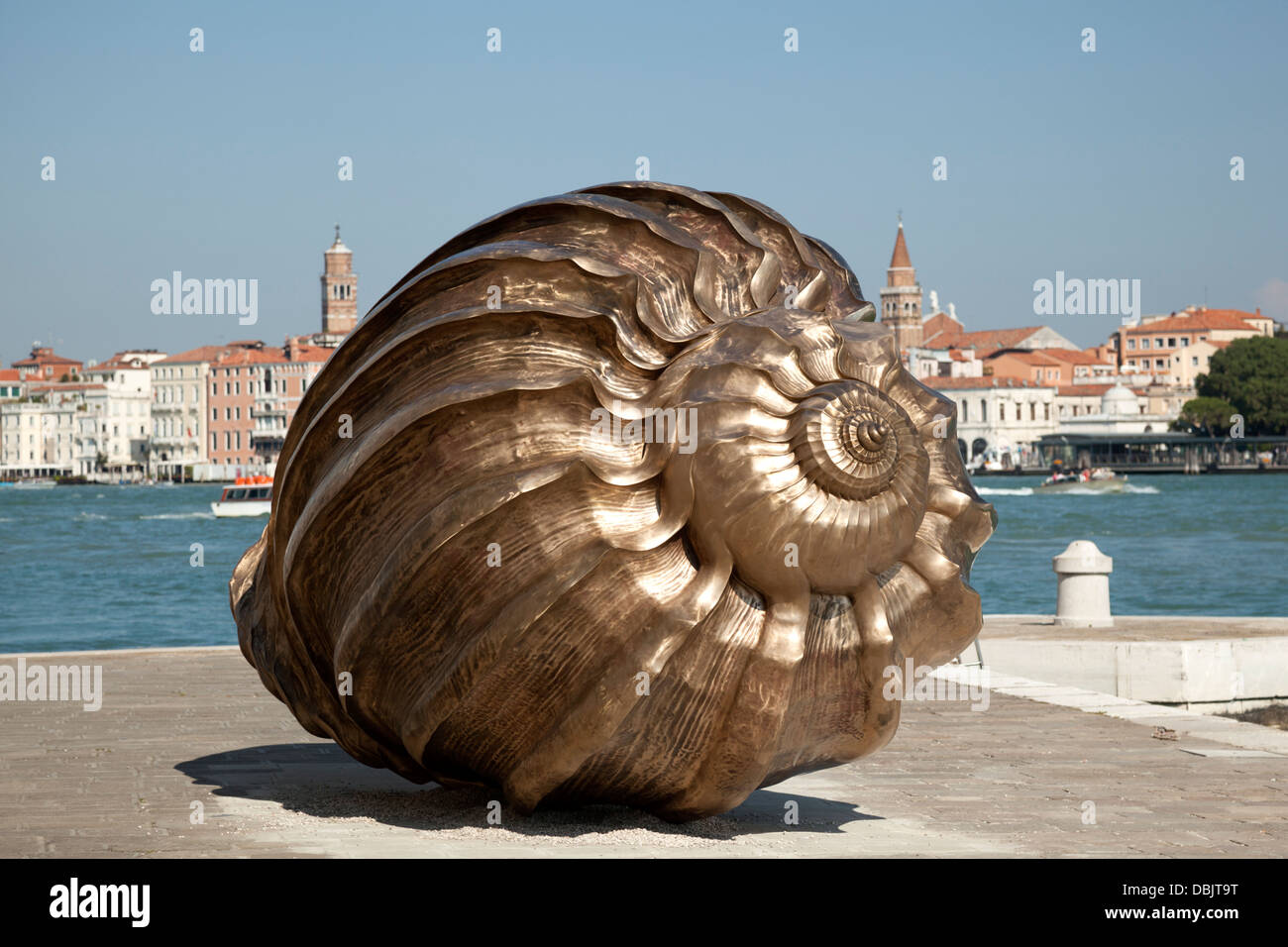 A M.Quinn's much-enlarged bronze sculpture (Harp). 55th Venice Biennale.  Sculpture de bronze très agrandie (Harpe) de M.Quinn. Stock Photo