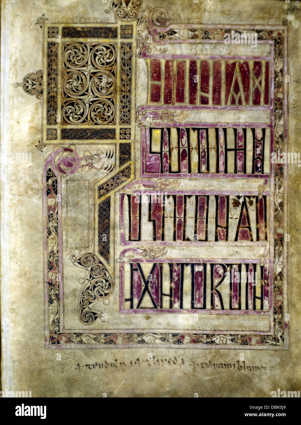 Lichfield Gospels, 720-730 AD, initial page for St Luke, incipit page, page 221 Stock Photo