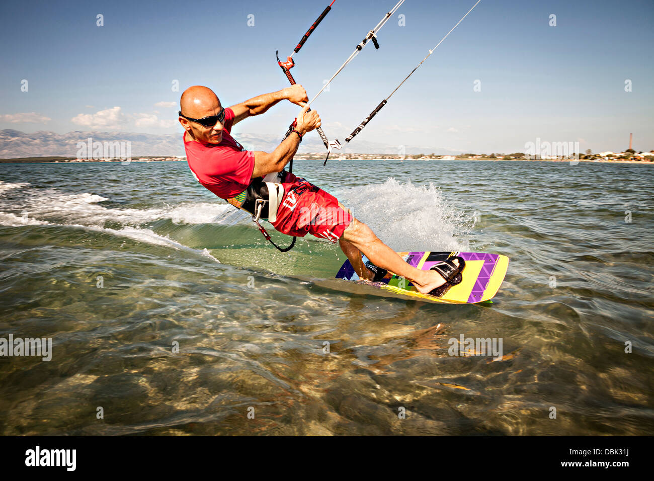 Croatia, Man kite surfing at high speed Stock Photo