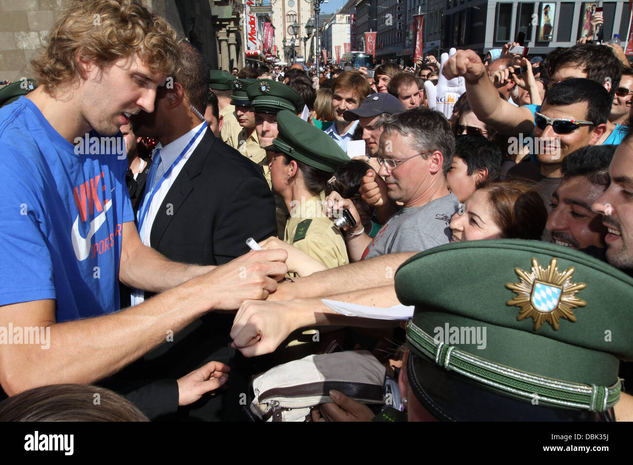Dallas Mavericks basketball player Dirk Nowitzki pays his home town Wuerzburg a visit, two weeks