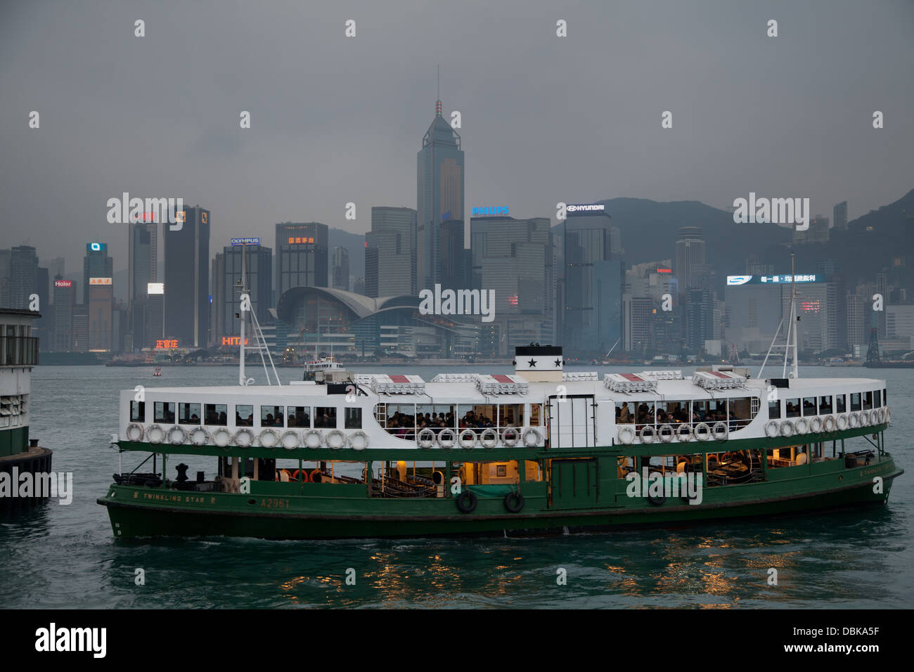 Hong Kong Harbour skyline scene tourists tourism Stock Photo