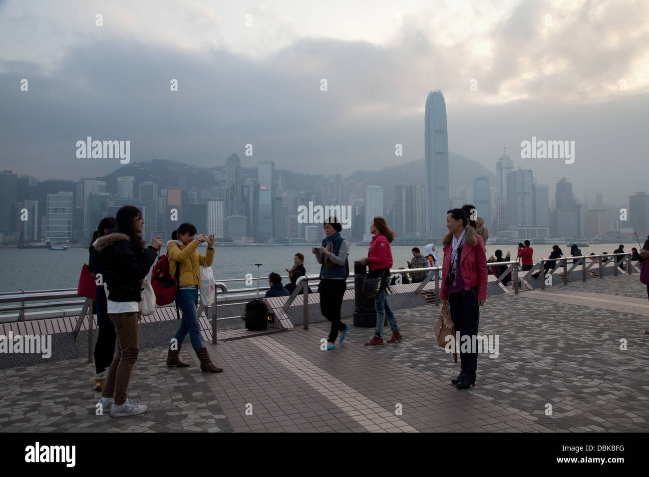 Hong Kong Harbour skyline scene tourists tourism Stock Photo