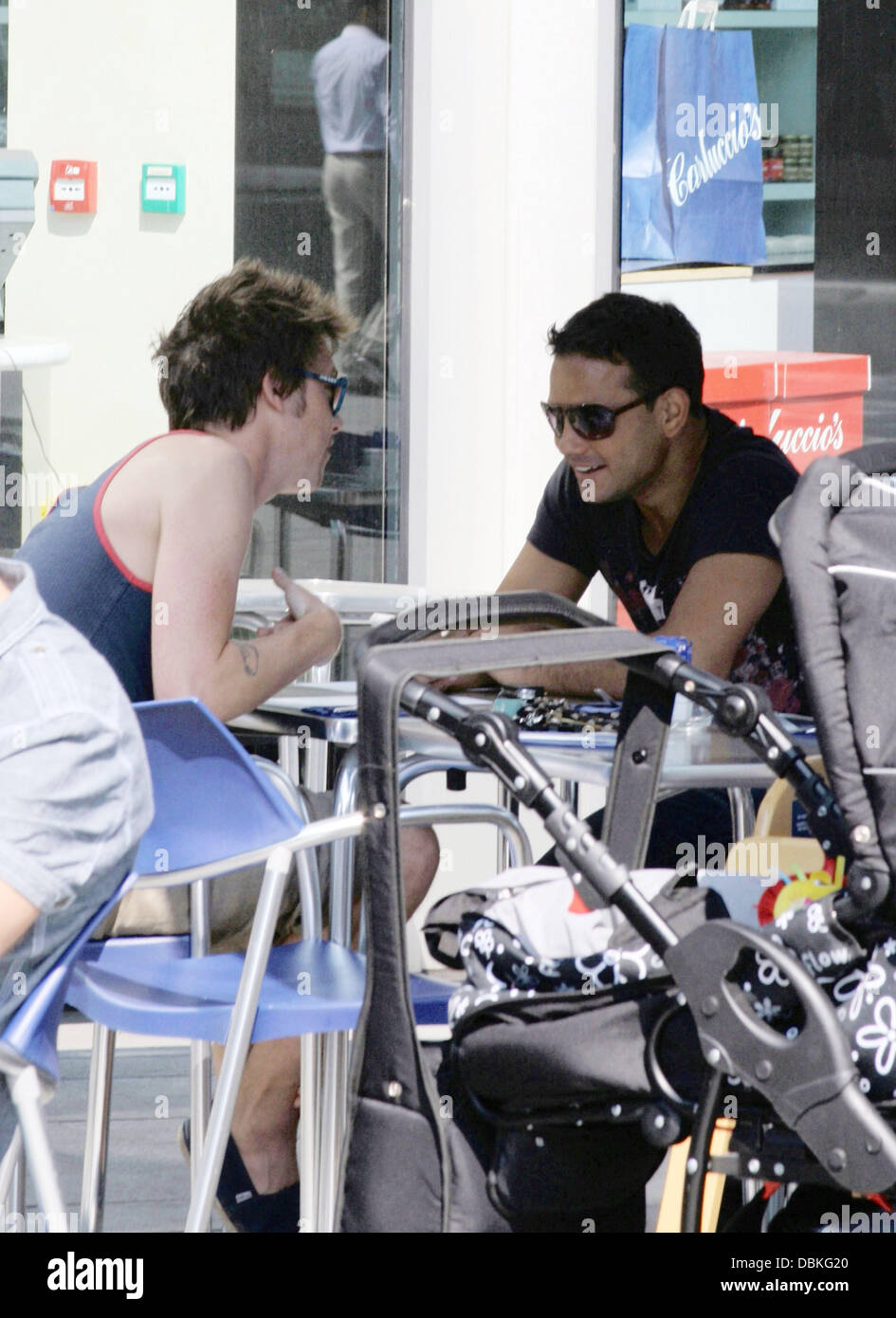 Coronation Street actor Ryan Thomas and Hollyoaks actor Andrew Moss go for coffee  Manchester, England - 04.07.11 Stock Photo