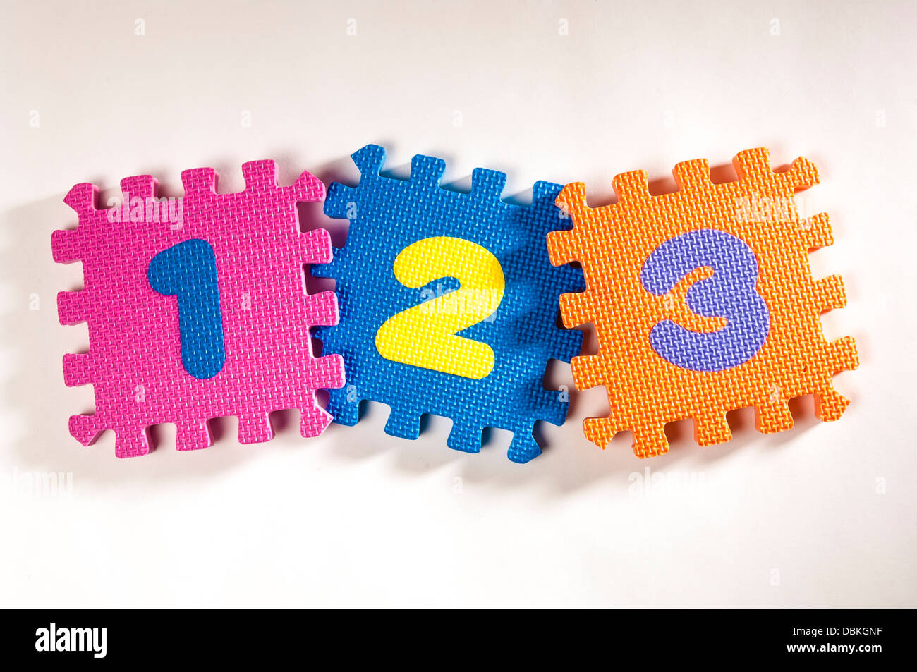 Interlocking foam numbers: 1 2 3 Stock Photo