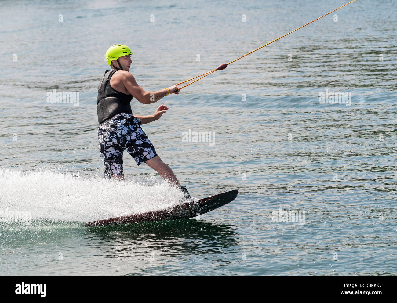Wakeboarding at the Festival Leisure Wakeboard Park in Basildon Stock