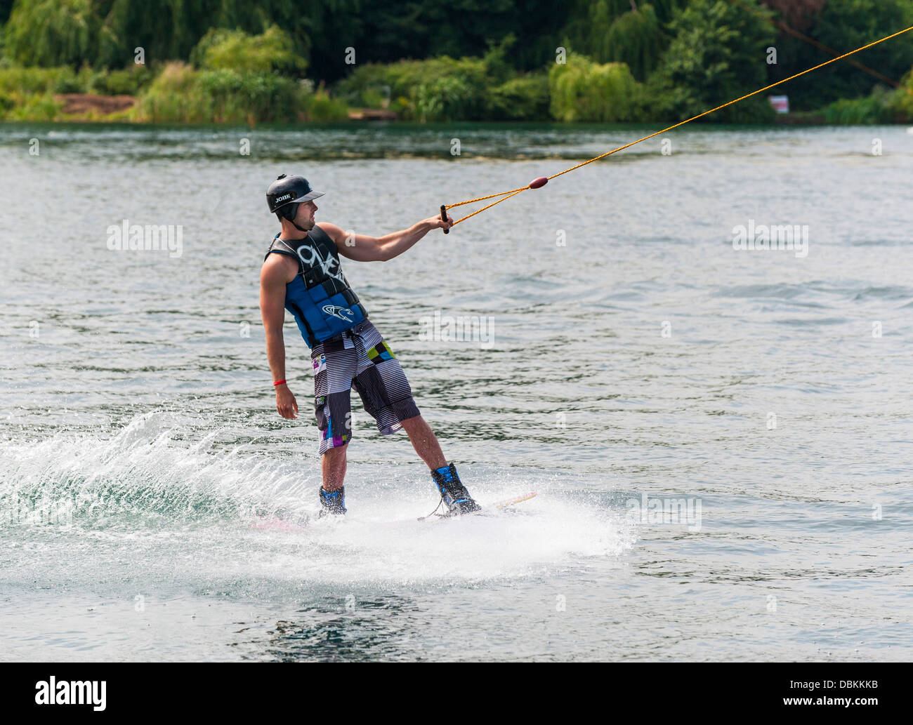 Wakeboarding at the Festival Leisure Wakeboard Park in Basildon Stock
