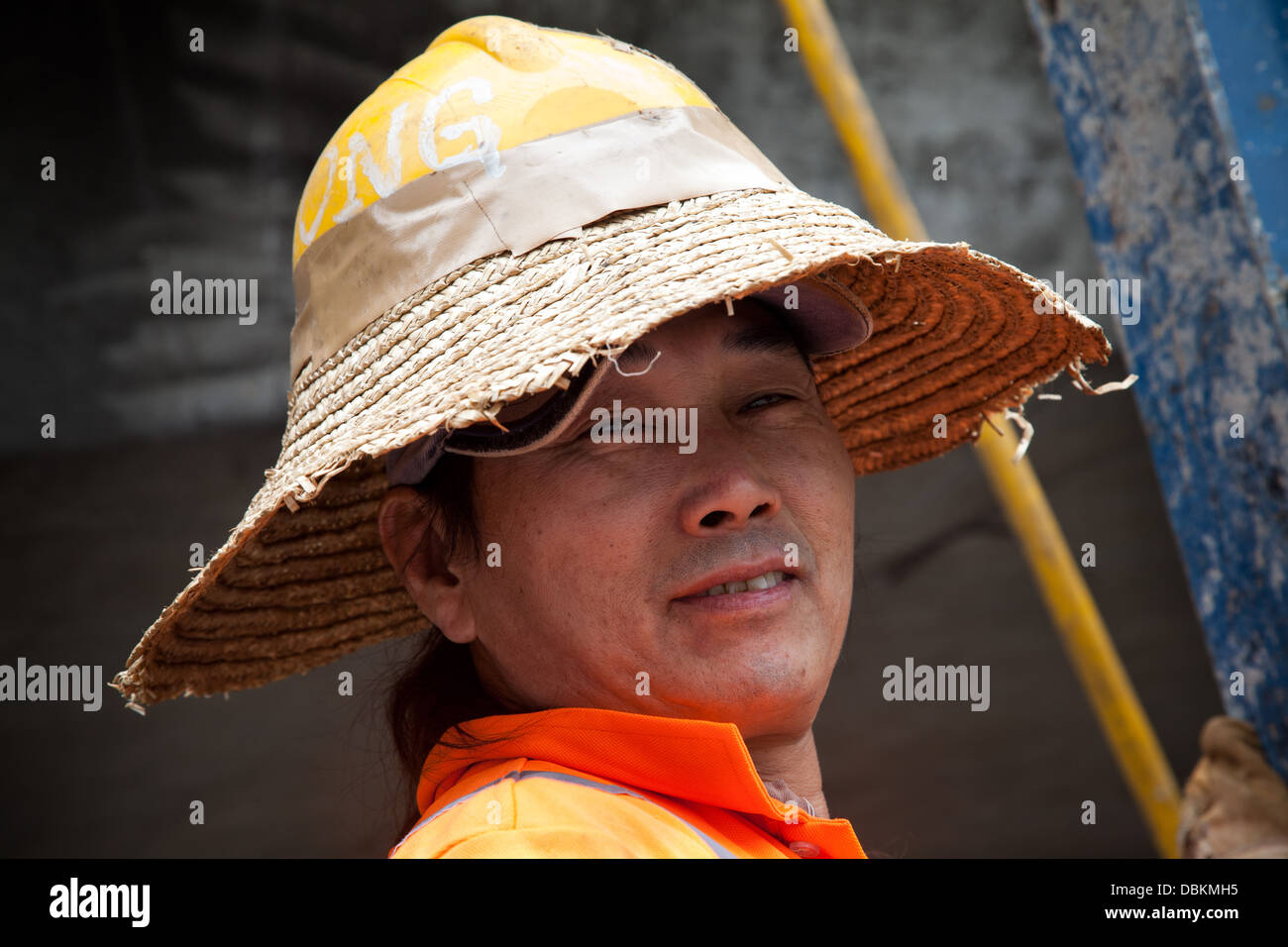 construction worker hong kong  building site Stock Photo