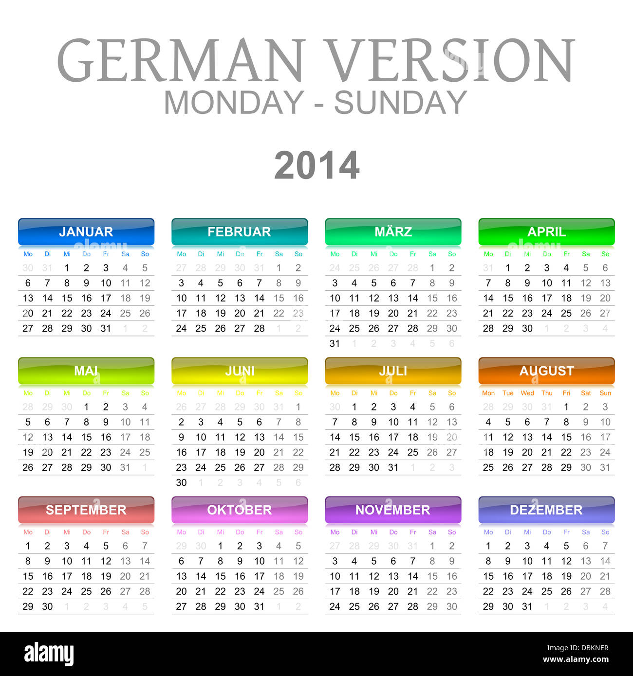 2014 calendar template Cut Out Stock Images & Pictures - Alamy