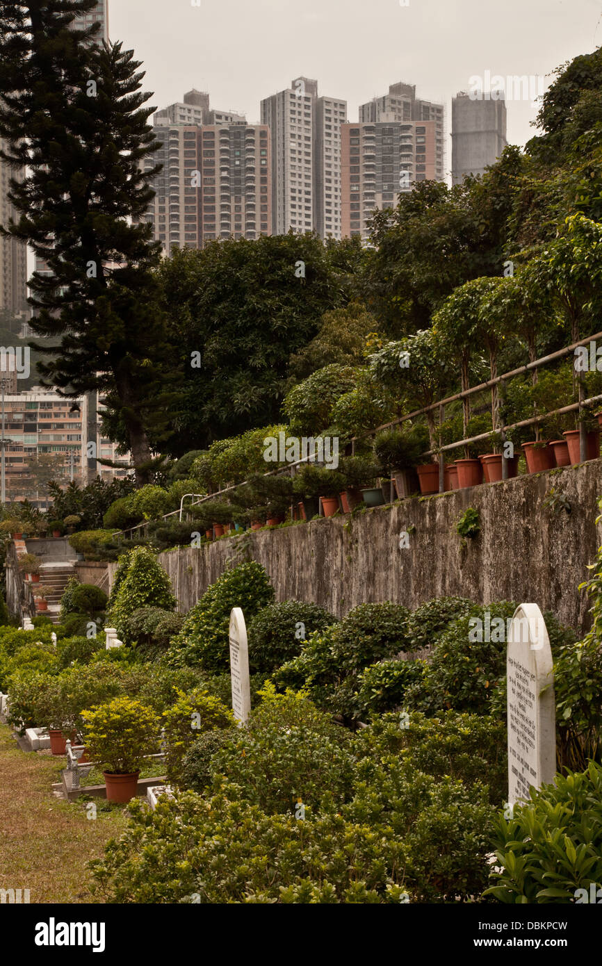 happy valley cemetry headstones hong kong Stock Photo