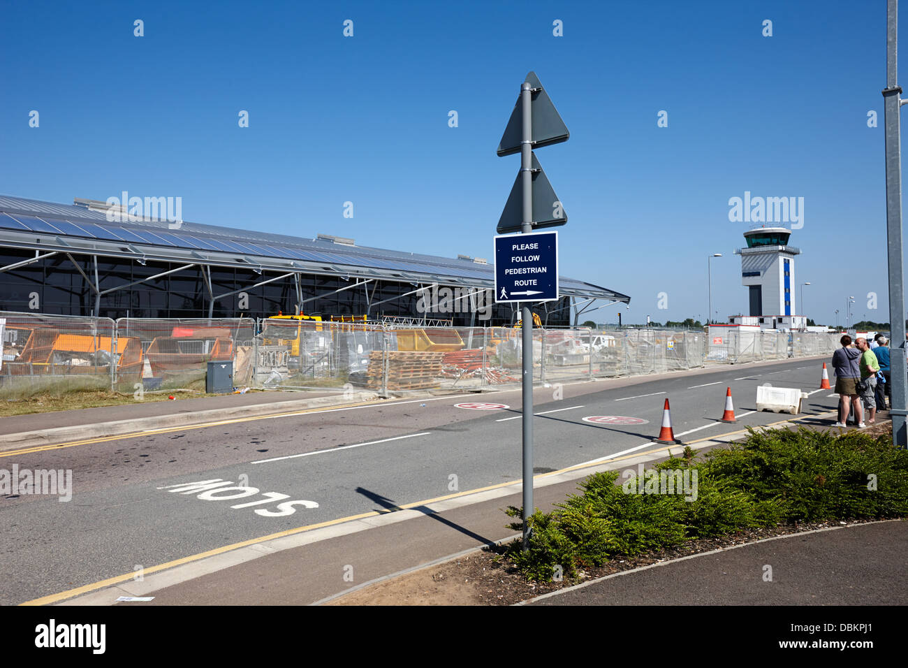redevelopment work and air traffic control tower at London Southend Airport Essex UK Stock Photo