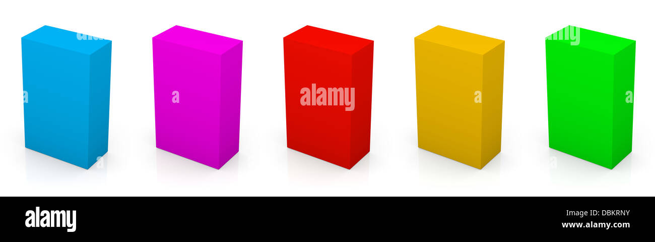 Color blank box series on white background with reflection Stock Photo ...