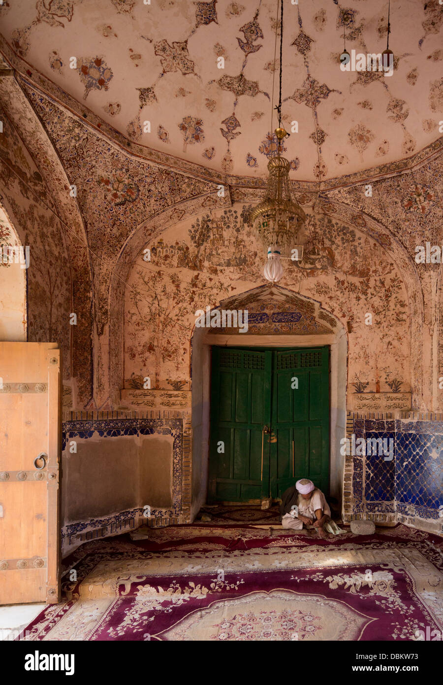 pilgrim in entrance, Khwaja 'Abd Allah Ansari shrine, Gazar Gah, Herat, Afghanistan Stock Photo