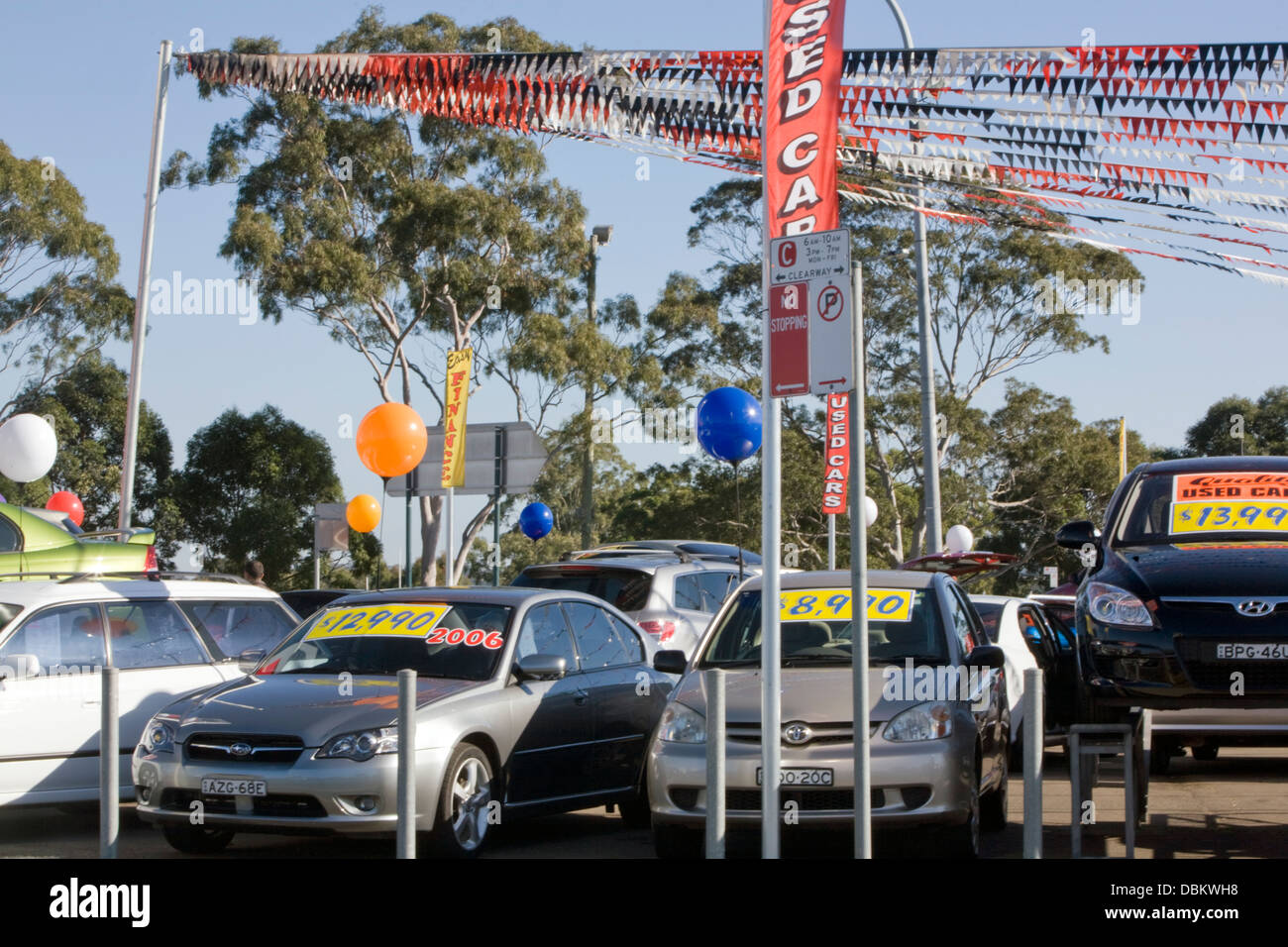 used cars for sale at a car lot in sydney,australia Stock Photo