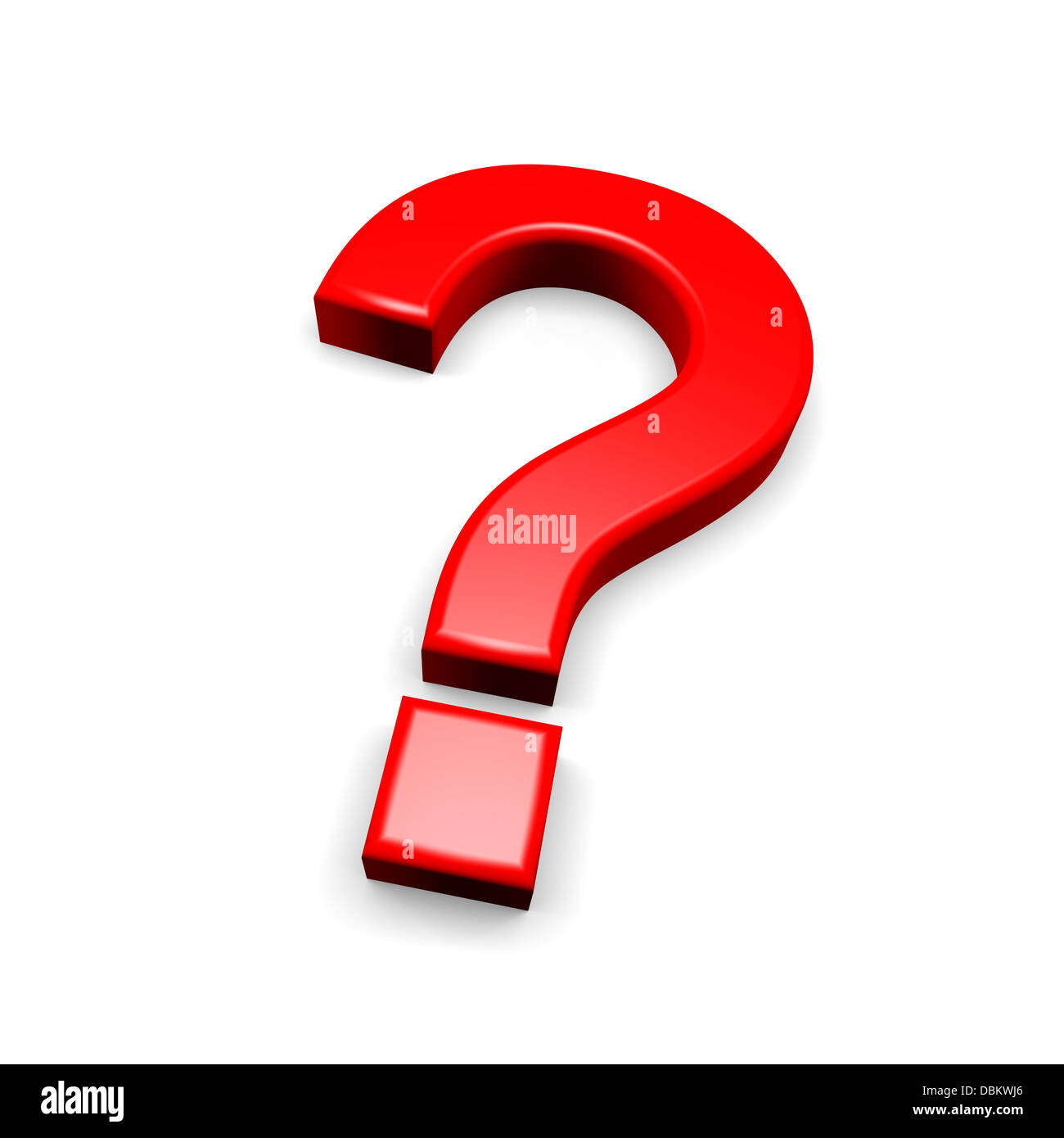 3d red question mark on white background Stock Photo