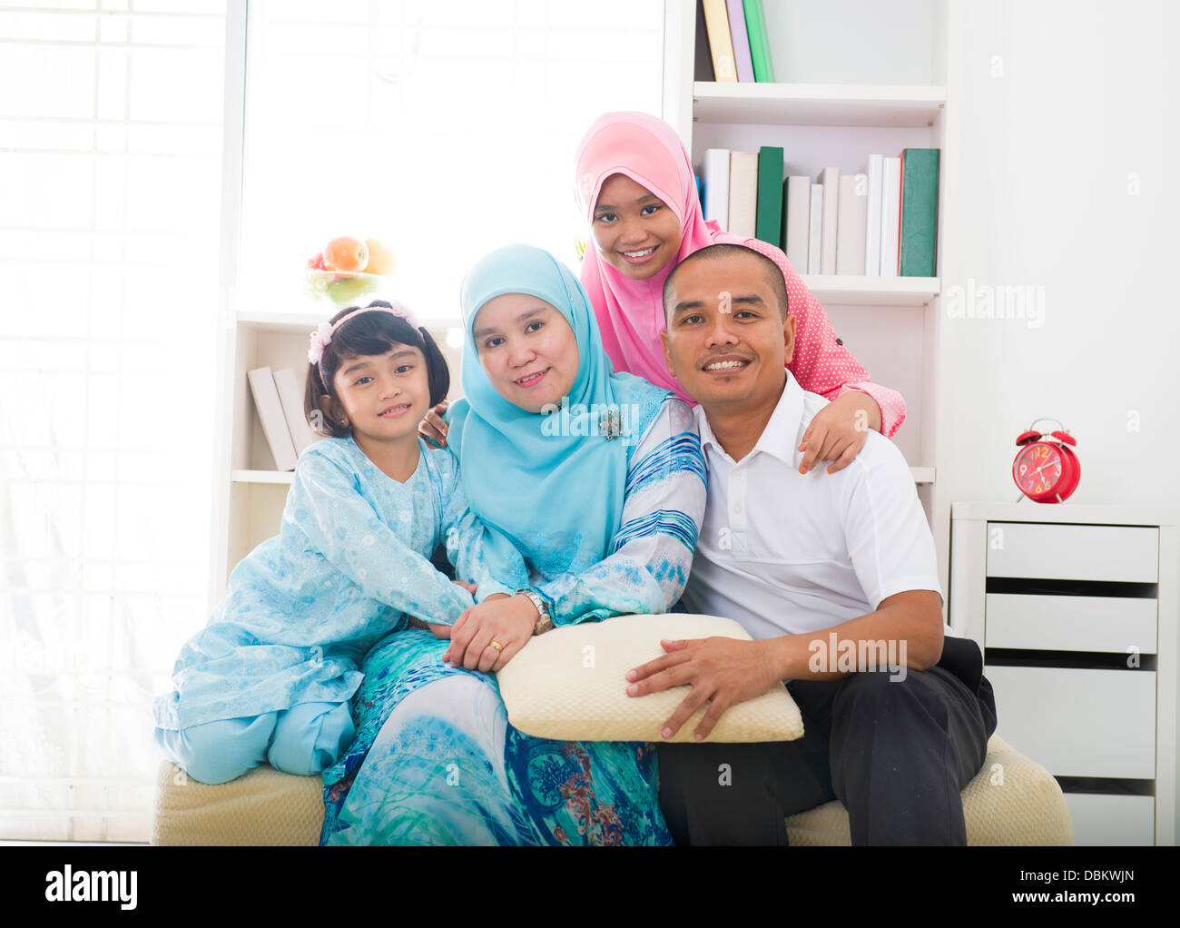 muslim malays family Indoor portrait Stock Photo