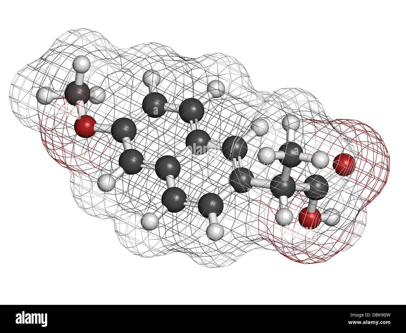 Nsaids Structure Naproxen pain and inflammation drug (NSAID), chemical structure. Atoms ...