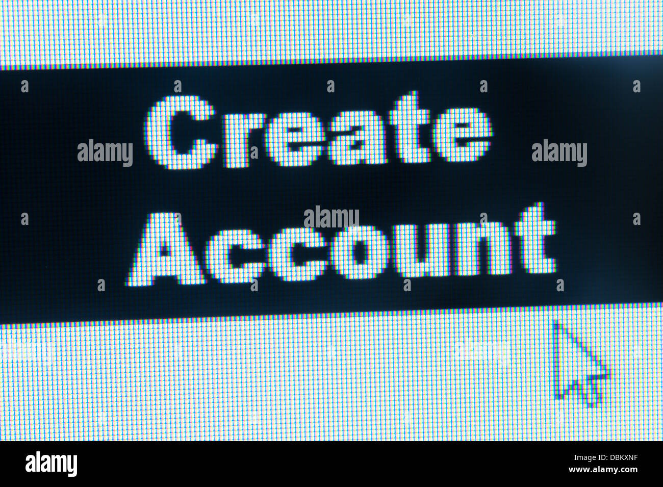 Create account words and cursor on computer monitor Stock Photo - Alamy