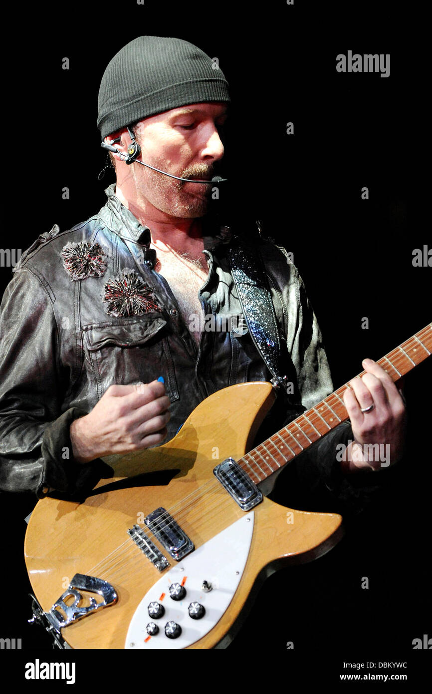 David Evans The Edge Performs On Stage During The U2 360 Tour At