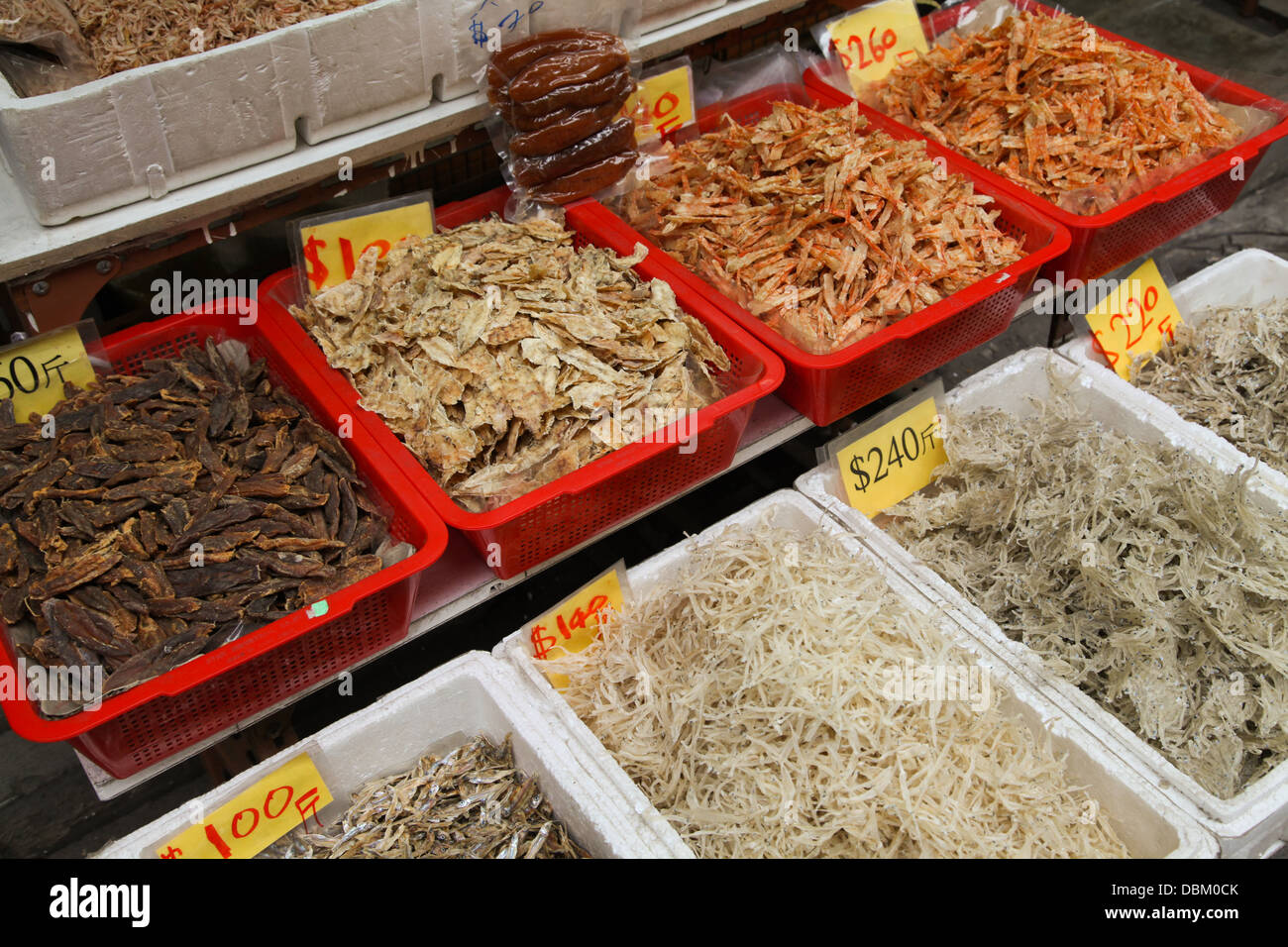 Chinese dried fish stall display street scene Stock Photo Alamy