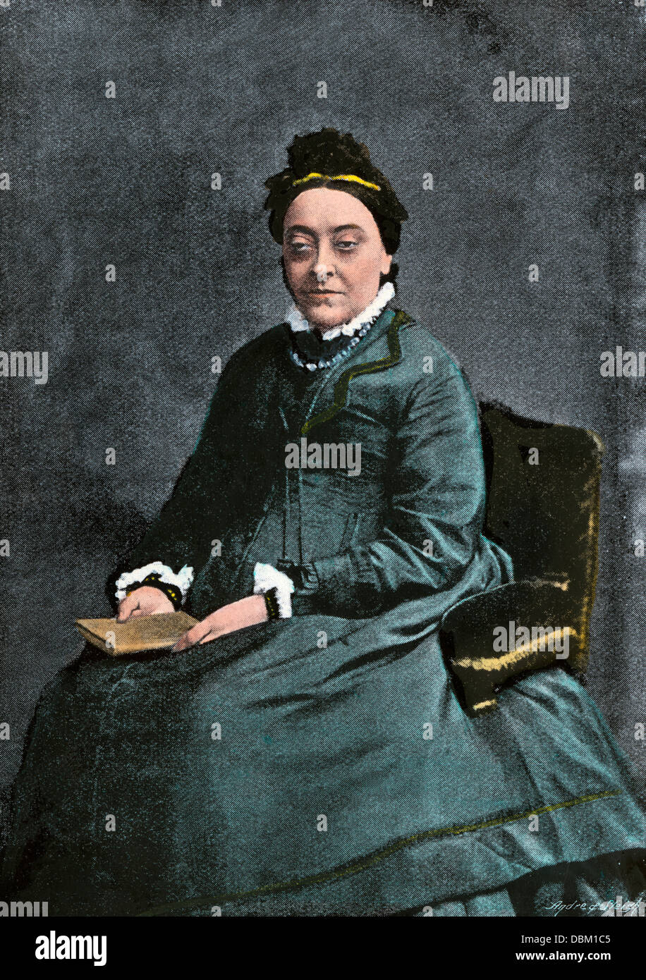 English poet Christina Rossetti, late 1800s. Hand-colored halftone reproduction of a photograph Stock Photo