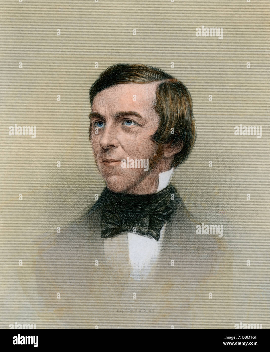 American author Oliver Wendell Holmes. Hand-colored woodcut Stock Photo
